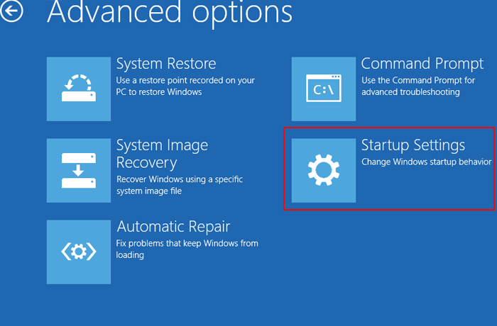 tap Startup settings