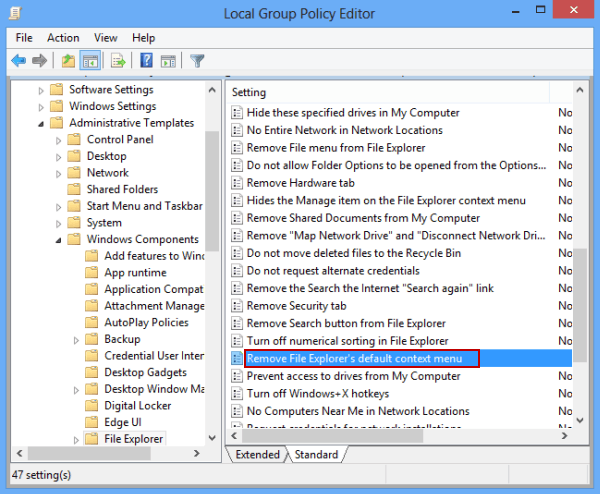 double click remove file explorer default context menu