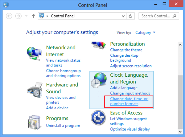 select change date time or number formats