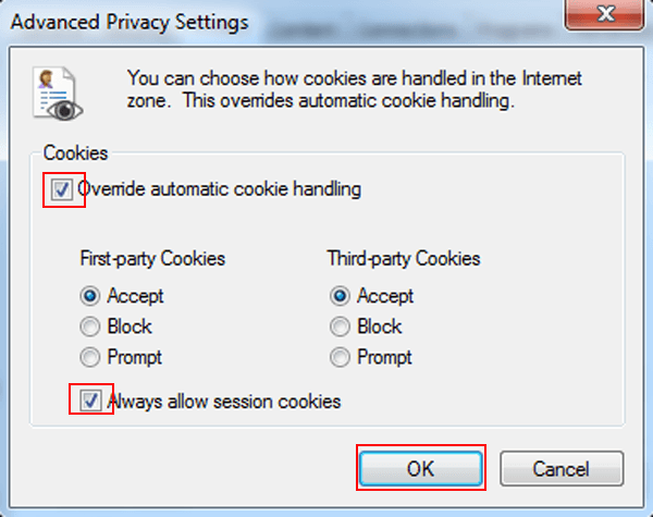 select override automatic cookie handling