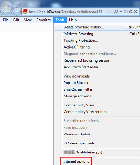 choose Internet Options