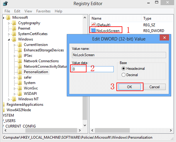 change value data to 0