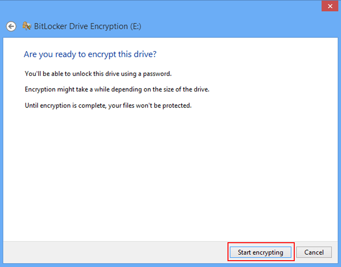 click Start encrypting