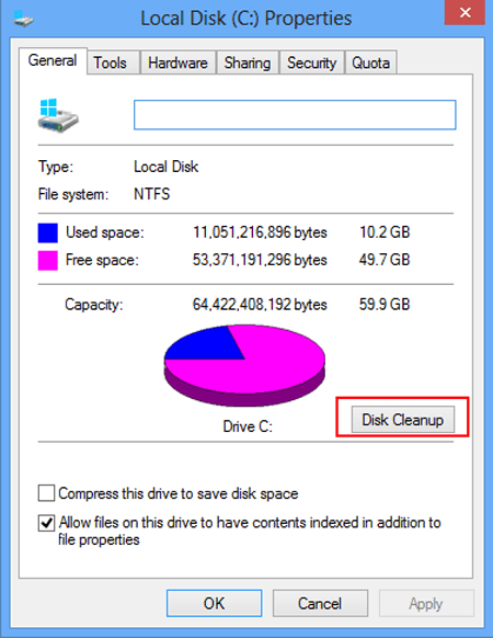 choose disk cleanup