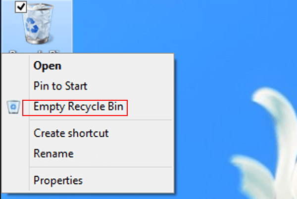 click empty recycle bin