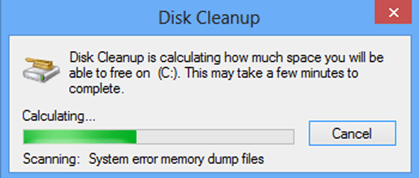wait for disk cleanup to calculate the space