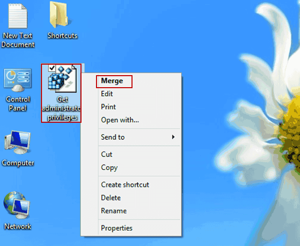 right clck reg file and choose merge