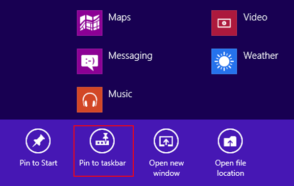 select PIN to taskbar