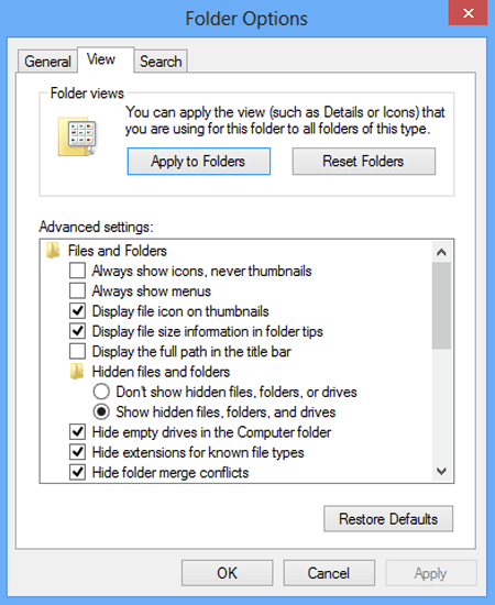 folder options