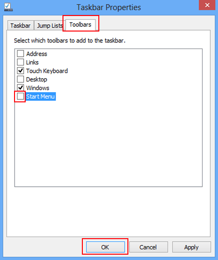 select toolbars