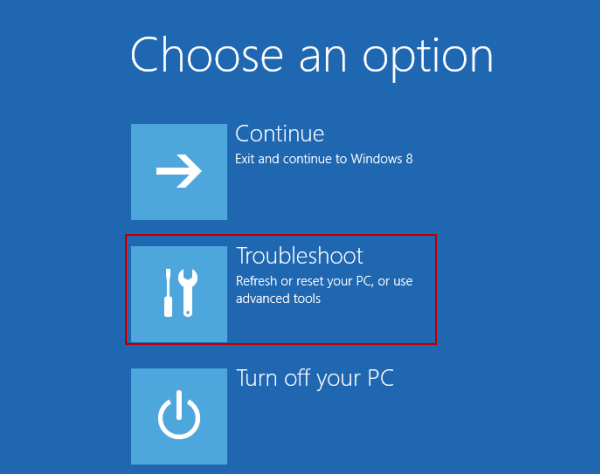 choose troubleshoot