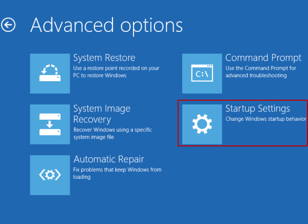 open startup settings