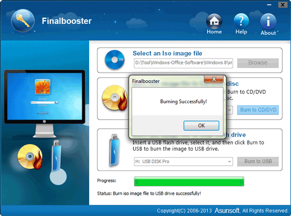 successfully burn Windows 8 boot disk