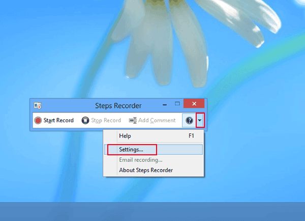 click down arrow and select settings