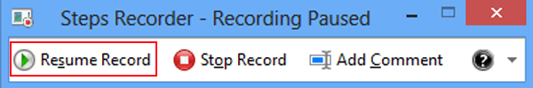 click resume record