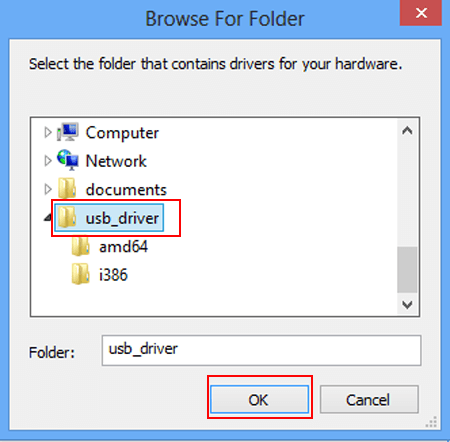 select the driver folder