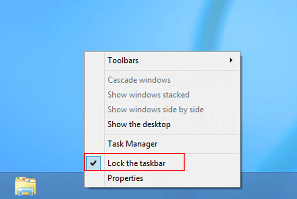 unselect Lock the taskbar