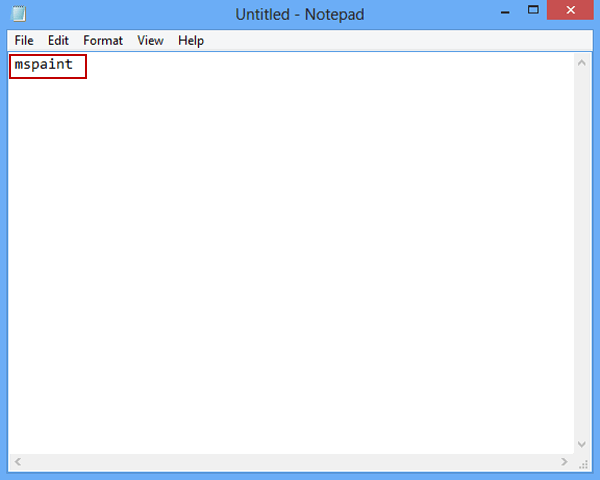 type mspaint in notepad