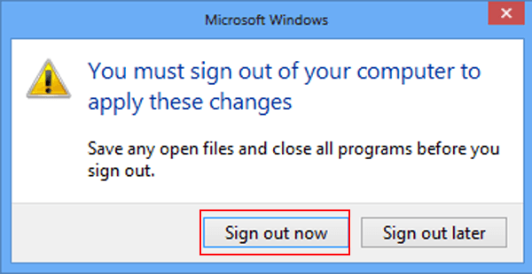 click Sign out now