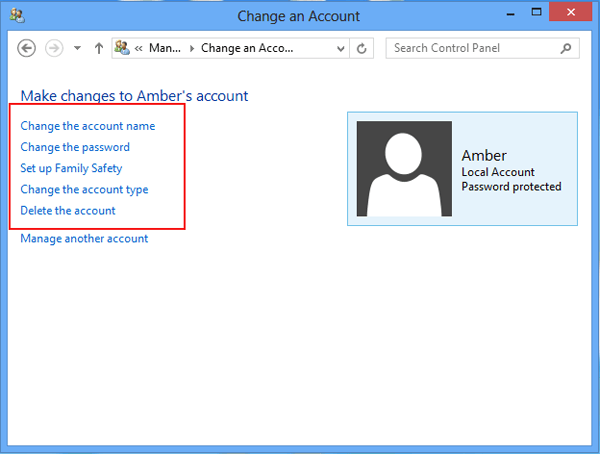 change password account name