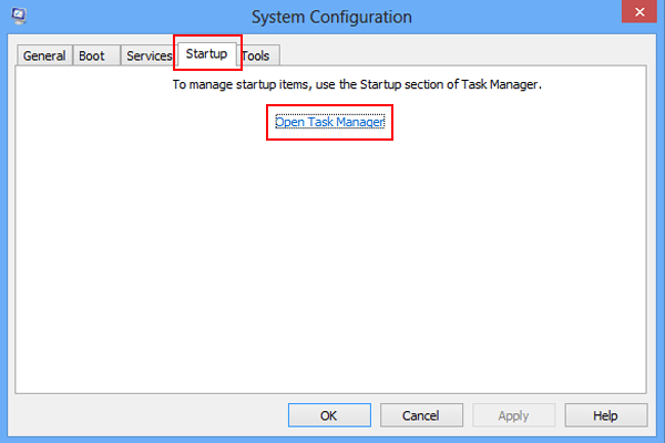 choose startup and click open task manager