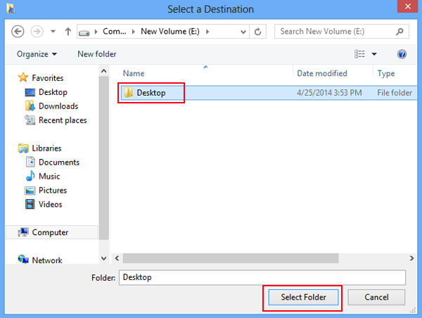 rename new folder as desktop choose it and tap select folder