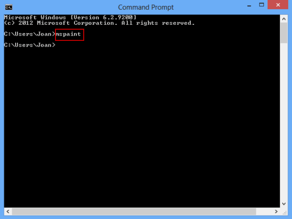 type mspaint in command prompt