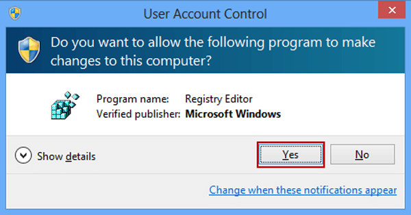 choose Yes in user account control
