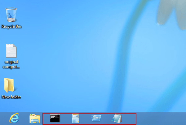 programs pinned to taskbar