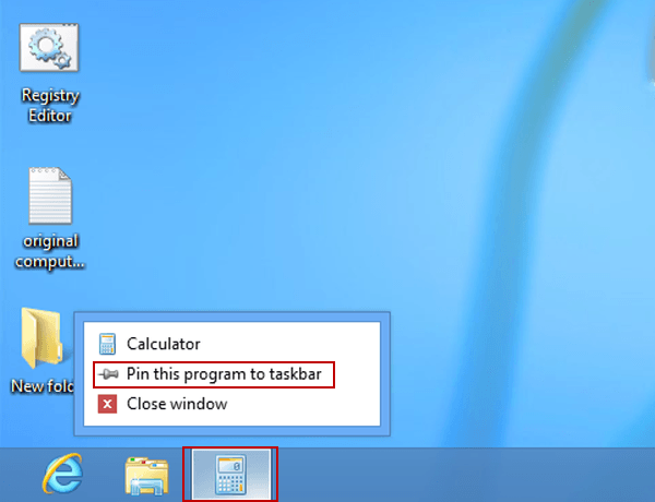 pin this program to taskbar