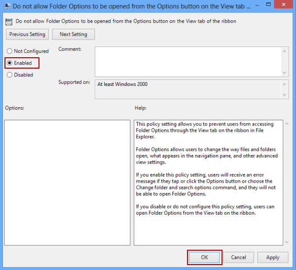 enable corresponding setting