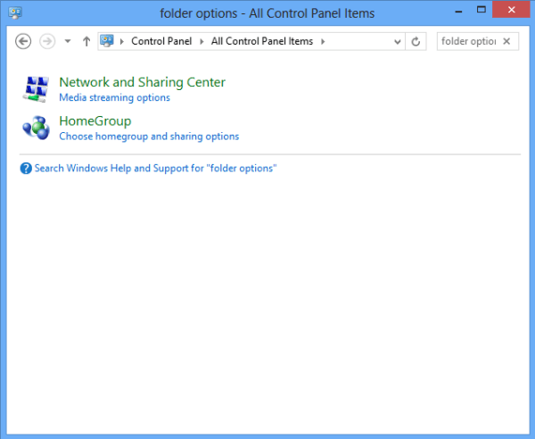 folder options disappeared in control panel