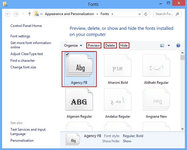 choose Preview delete or hide