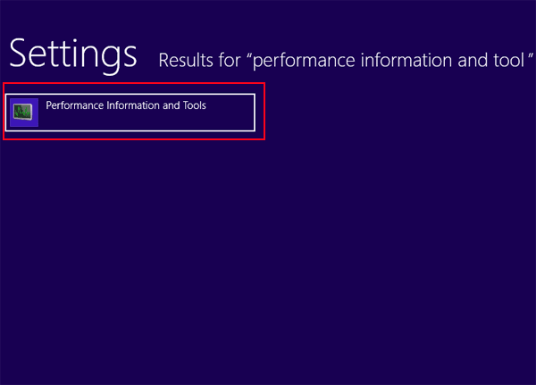 choose Performance Information and Tools