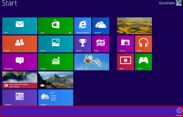 no option appear on start screen context menu