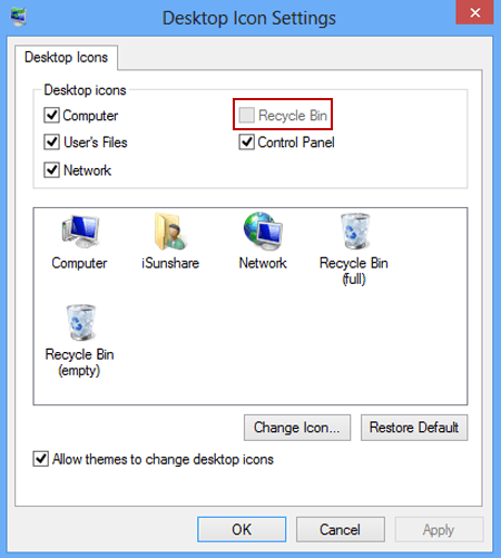 recycle bin setting disabled