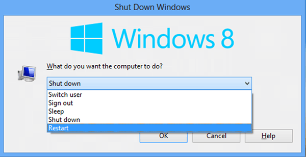 select Restart sleep shut down or sign out