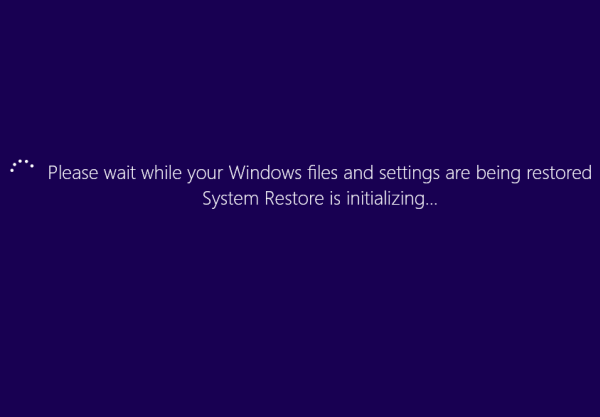 wait for the system restore process to finish