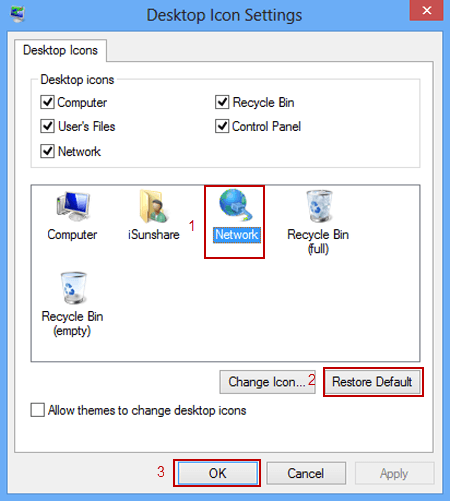 restore network icon