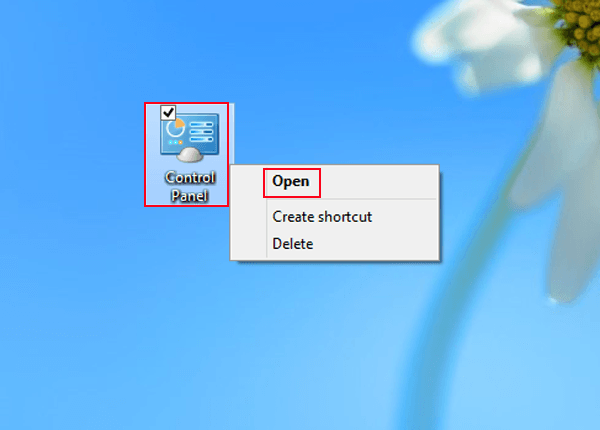 right click control panel on desktop and choose open