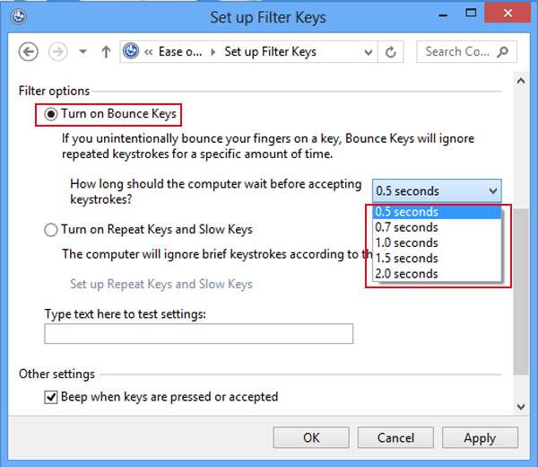 filter keys setter