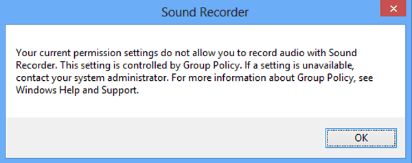 sound recorder running disallowed