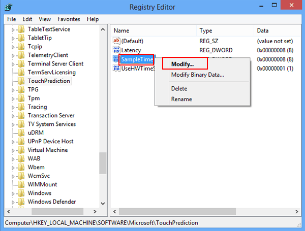 right tap sample time and choose modify