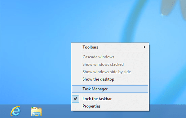 start task manager from task bar