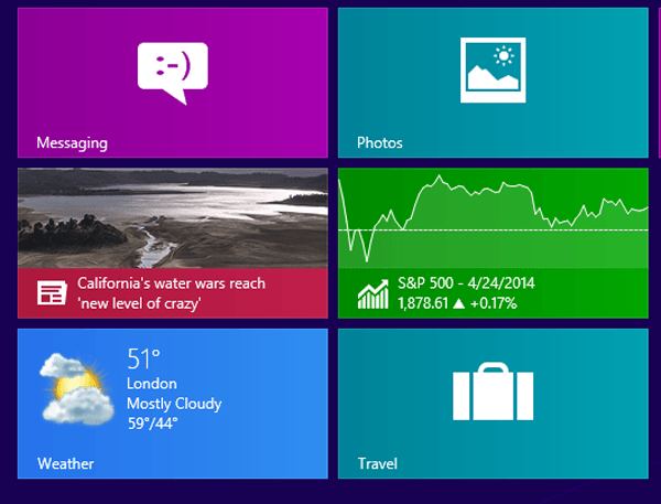 some live tiles on start screen