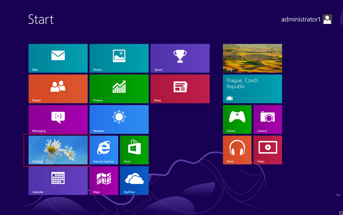 choose desktop on start menu