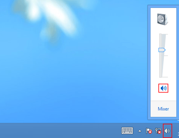 tap sound icon in taskbar and click sound icon in small window