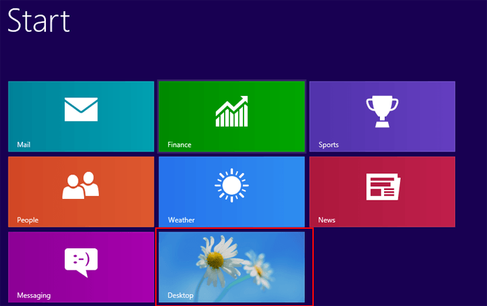 click desktop on start menu