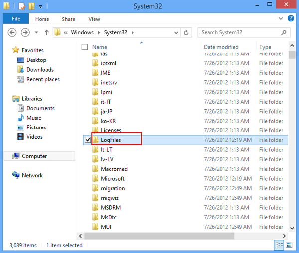 build logfiles folder