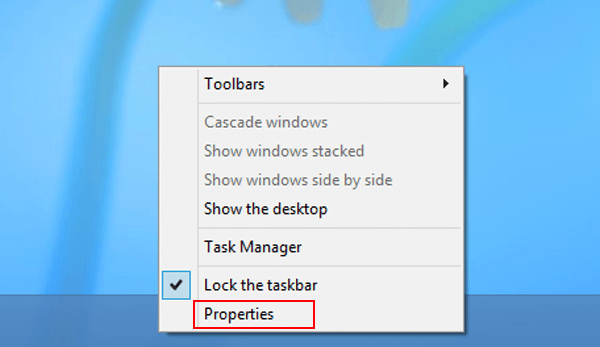 right click taskbar and choose properties
